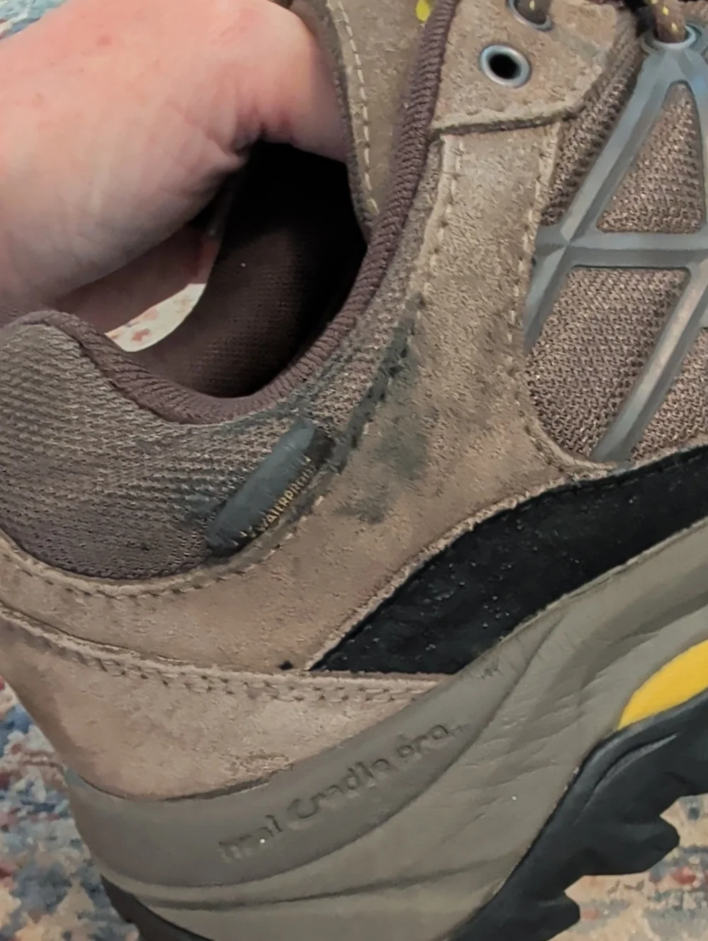 The North Face Men’s Brown Trail Hiking Shoes with Yellow Accents